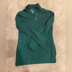Figs Long Sleeve Half-Zip Top in Deep Green